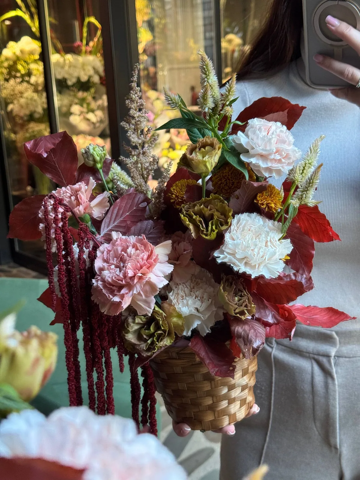 Композиция в плетеной корзине "Солнечное утро" с амарантом — фото 4