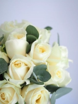 Букет невесты из нежных светлых роз и эвкалипта