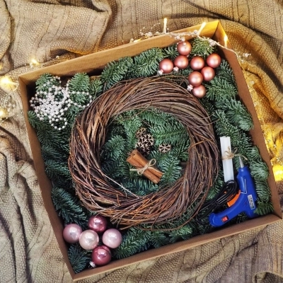 Набор "Сделай сам" для сборки новогоднего венка - Карамельный Латте