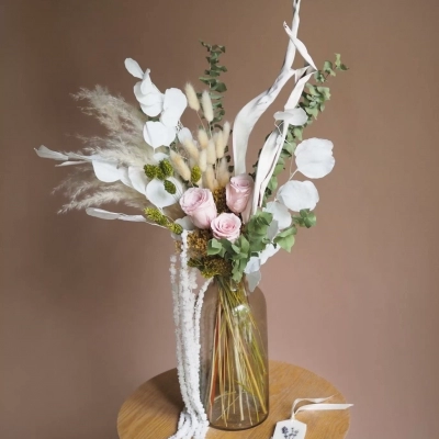 Набор для сборки букета из сухоцветов с вазой - "Трепет" 