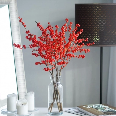 Интерьерный букет из веток красного Илекса, 7 шт