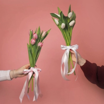 Букет тюльпанов под ленту от 30 шт