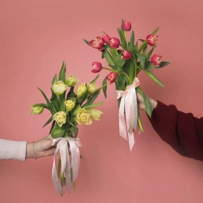 Букет пионовидных тюльпанов под ленту от 30 шт