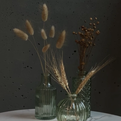 Сет из трех интерьерных ваз травяного цвета