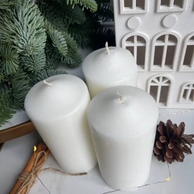 Набор толстых белых свечей 3 шт