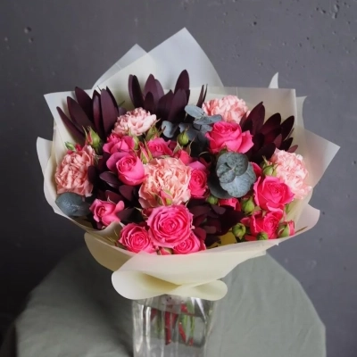 Авторский букет с Леукадендроном "Аврора"