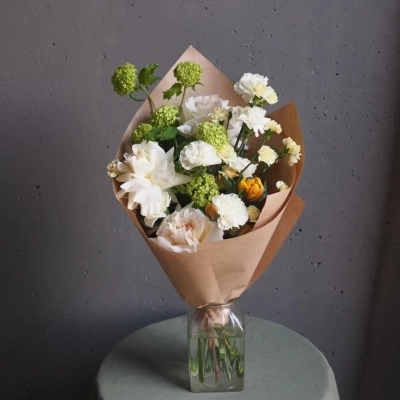 Авторский букет "Крем-брюле" с ажурными розами