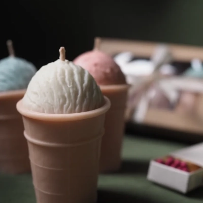 Подарочный набор со свечами ручной работы "Мороженое"